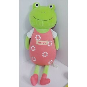 MeToo frog plush large green pink shoes fabric body white sleeves flowers